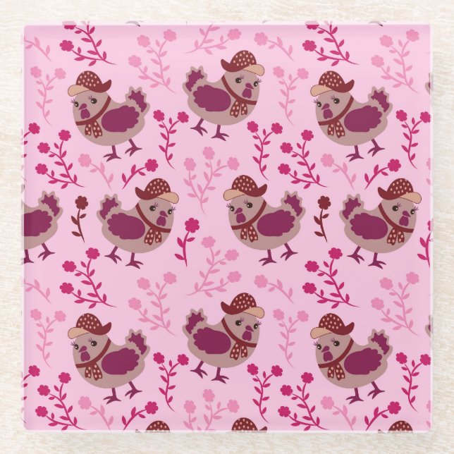 Posavasos De Vidrio Pollos de carne (Anverso)