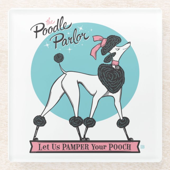 Posavasos De Vidrio Poodle Parlor (Anverso)