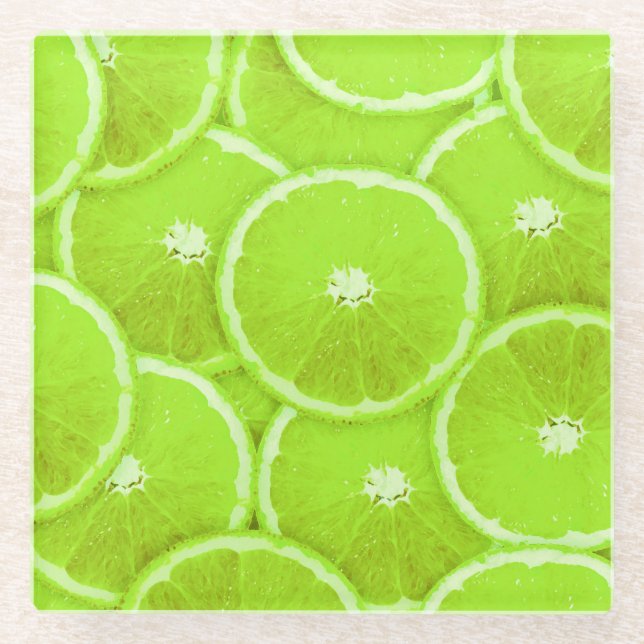 Posavasos De Vidrio Pop Art Lime Slices (Anverso)