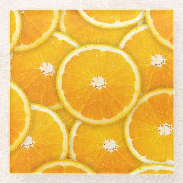 Posavasos De Vidrio Pop Art Naranja Slices (Anverso)