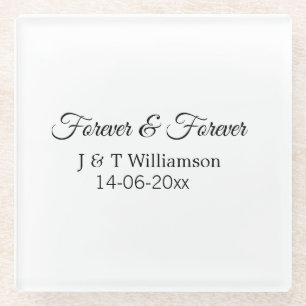 Posavasos De Vidrio Por siempre & siempre agregar nombre de la pareja