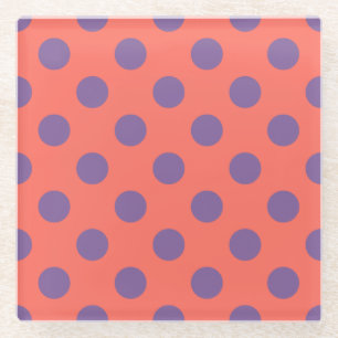 Posavasos De Vidrio Pos de la polka de coral violeta y viva
