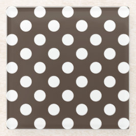 Posavasos De Vidrio Pos de polka blanca en marrón