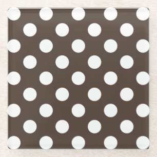 Posavasos De Vidrio Pos de polka blanca en marrón