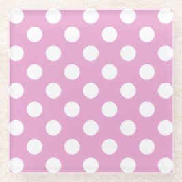 Posavasos De Vidrio Pos de polka blanca en rosa pálido