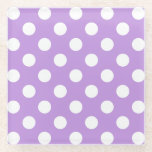 Posavasos De Vidrio Pos de polka blanca sobre lila<br><div class="desc">Pos de polka blanca sobre lila</div>