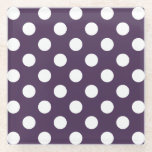 Posavasos De Vidrio Pos de polka blanco sobre púrpura de ciruela<br><div class="desc">Pos de polka blanco sobre púrpura de ciruela</div>