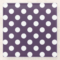 Pos de polka blanco sobre púrpura de ciruela