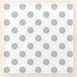 Posavasos De Vidrio Pos de polka gris sobre blanco