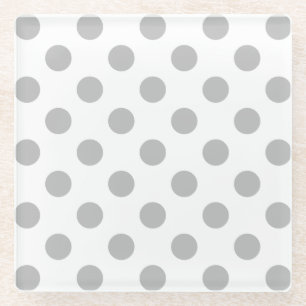 Posavasos De Vidrio Pos de polka gris sobre blanco