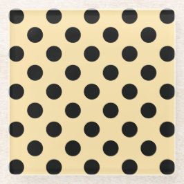 Posavasos De Vidrio Pos de polka negra en amarillo pálido
