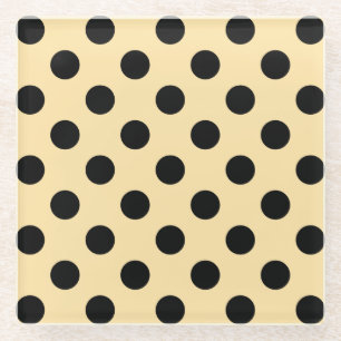 Posavasos De Vidrio Pos de polka negra en amarillo pálido