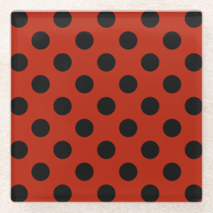 Posavasos De Vidrio Pos de polka negra en rojo