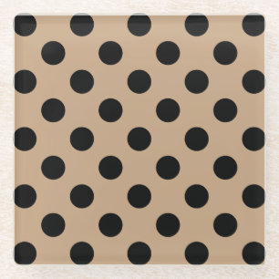 Posavasos De Vidrio Pos de polka negro en beige