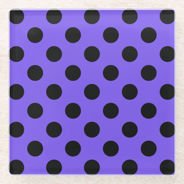 Posavasos De Vidrio Pos de polka negro en periwinkle (Anverso)