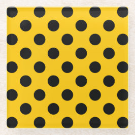 Posavasos De Vidrio Pos de polka negro sobre amarillo