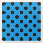 Posavasos De Vidrio Pos de polka negro sobre azul cielo<br><div class="desc">Pos de polka negro sobre azul cielo</div>