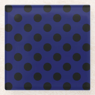 Posavasos De Vidrio Pos de polka negro sobre azul marino