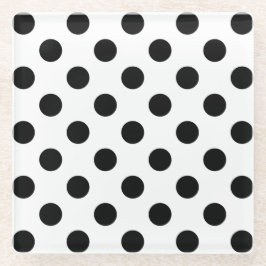 Posavasos De Vidrio Pos de polka negro sobre blanco