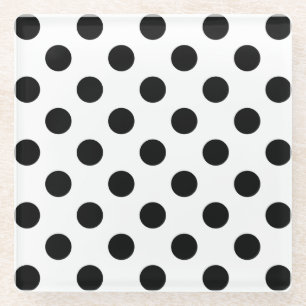 Posavasos De Vidrio Pos de polka negro sobre blanco
