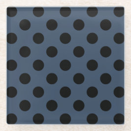 Posavasos De Vidrio Pos de polka negro sobre gris-azul