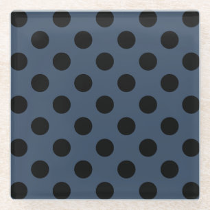 Posavasos De Vidrio Pos de polka negro sobre gris-azul