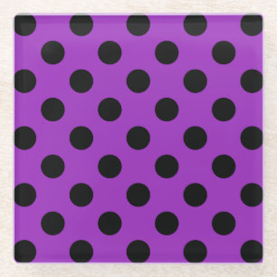 Posavasos De Vidrio Pos de polka negro sobre morado