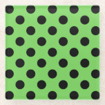 Posavasos De Vidrio Pos de polka negro sobre verde lima<br><div class="desc">Pos de polka negro sobre verde lima</div>