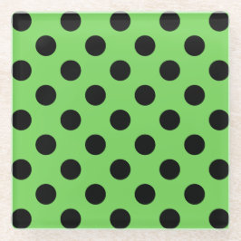 Posavasos De Vidrio Pos de polka negro sobre verde lima