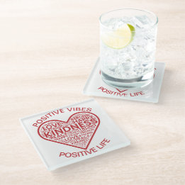 Posavasos De Vidrio Positivas Vibras Vidrio Positivo Coaster de la Vid