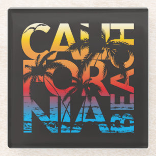Posavasos De Vidrio Poster de California Beach