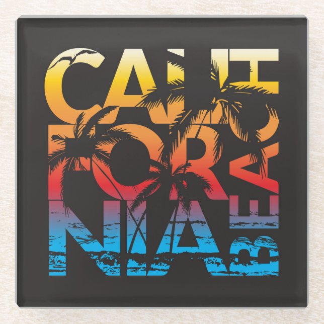 Posavasos De Vidrio Poster de California Beach (Anverso)