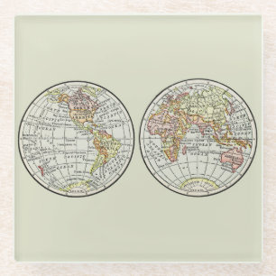 Posavasos De Vidrio Póster de Globo de Mapa Mundial de 1916 Vintage He