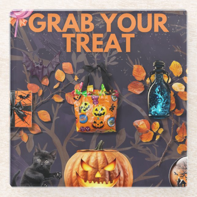 Posavasos De Vidrio Poster de Halloween - Ideal para la decoración de  (Anverso)