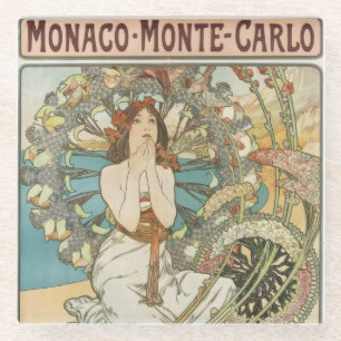 Posavasos De Vidrio Poster de Mont-Carlo por Alphonse Mucha