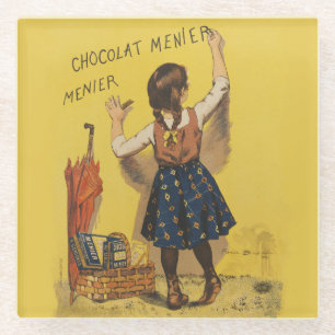 Posavasos De Vidrio Póster francés vintage de Chocolat Menier arte de