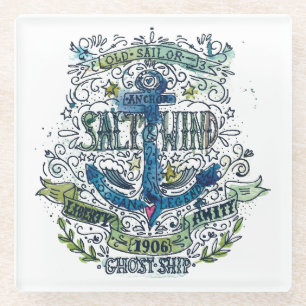 Posavasos De Vidrio Poster viejo del ancla del marinero