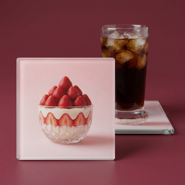 Posavasos De Vidrio Postre de Fresa (Subido por el creador)