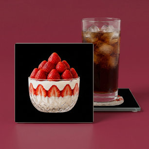 Posavasos De Vidrio Postre de Fresa Negra