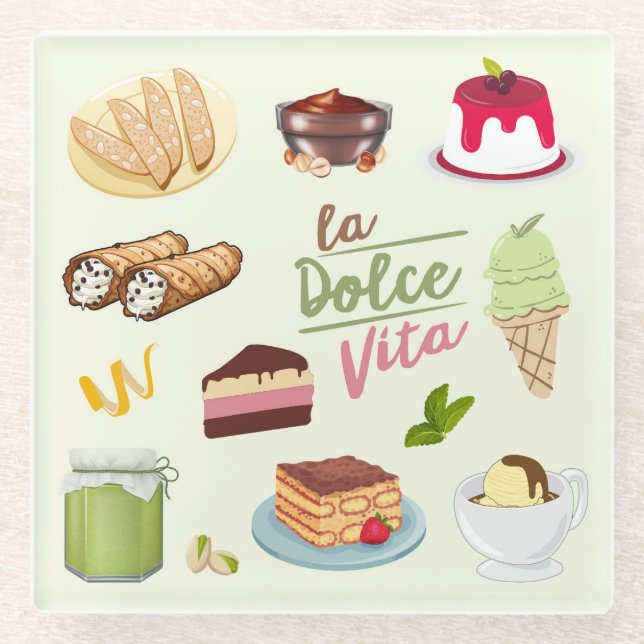 Posavasos De Vidrio Postres Dulces Italianos (Anverso)