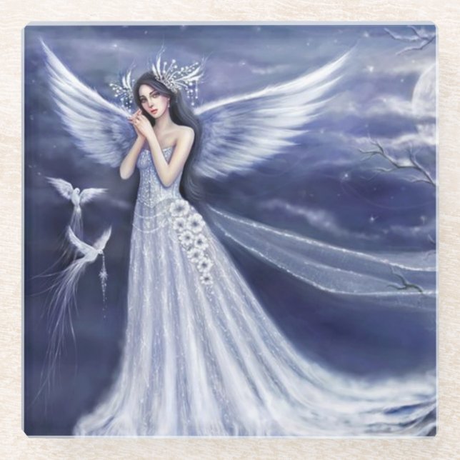 Posavasos De Vidrio Práctico de costa de cristal/ángel (Anverso)