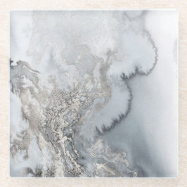 Posavasos De Vidrio Práctico de costa de cristal de mármol de plata