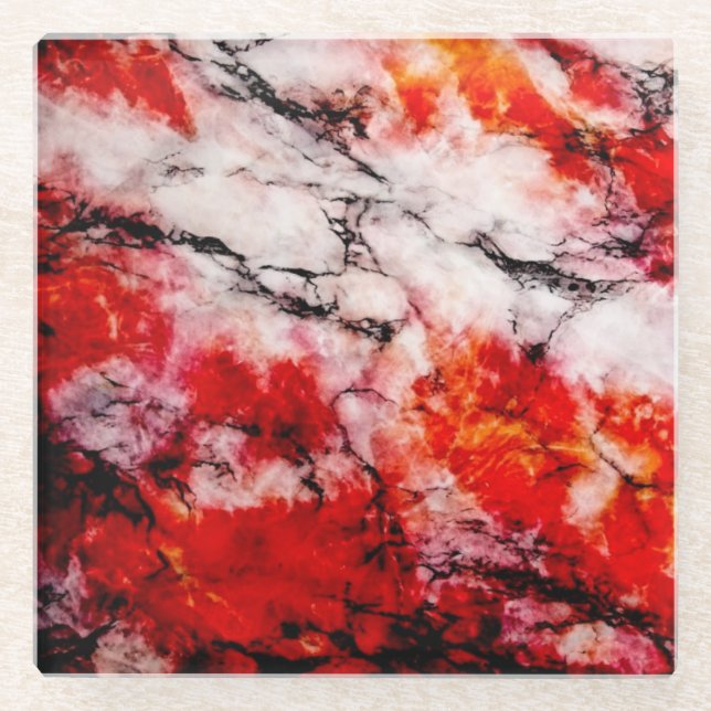 Posavasos De Vidrio Práctico de costa de cristal de mármol del fuego (Anverso)