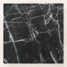 Posavasos De Vidrio Práctico de costa de cristal de mármol negro