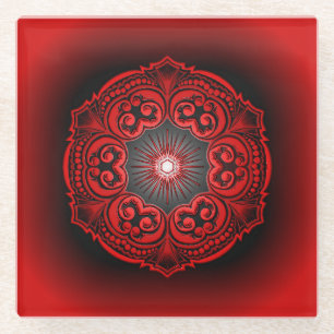 Posavasos De Vidrio Práctico de costa de cristal rojo y negro