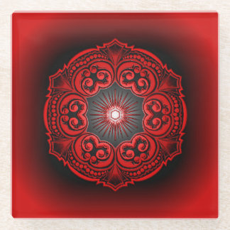 Posavasos De Vidrio Práctico de costa de cristal rojo y negro