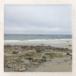 Posavasos De Vidrio Práctico de costa de Maine de la playa de los