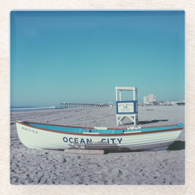 Posavasos De Vidrio Práctico de costa de Ocnj (Anverso)