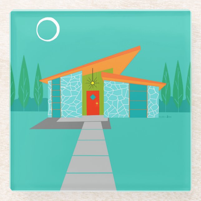 Posavasos De Vidrio Práctico de costa del vidrio de la casa del dibujo (Anverso)