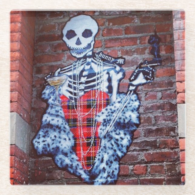 Posavasos De Vidrio Práctico de costa punky elegante (Anverso)